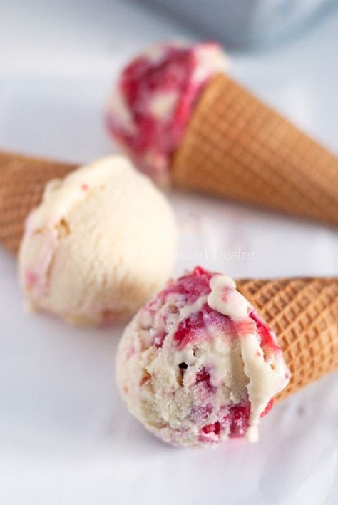 Strawberry Rhubarb Ice Cream | A Cookie Named Desire Strawberry Rhubarb Ice Cream, Rhubarb Ice Cream, Strawberry Rhubarb Recipes, Granitas, Buddha Bowls, Homemade Ice Cream Recipes, Yogurt Cake, Rhubarb Recipes, Ice Cream Popsicles