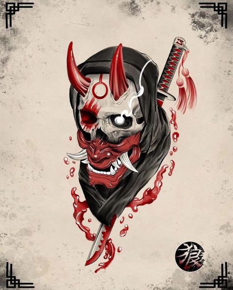 Hannya Maske Tattoo, Hanya Mask Tattoo, Hannya Maske, Samurai Mask Tattoo, Japanese Mask Tattoo, Ink Tattoo Design, Oni Mask Tattoo, Red Tattoo Ideas, Oni Tattoo