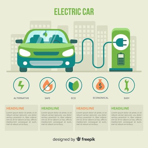 Electric Car Infographic, Car Infographic, Car Sharing App, Electric Car Concept, Car Charging Stations, Electric Car Charging, Illustration Story, Car Vector, Electric Vehicle Charging Station