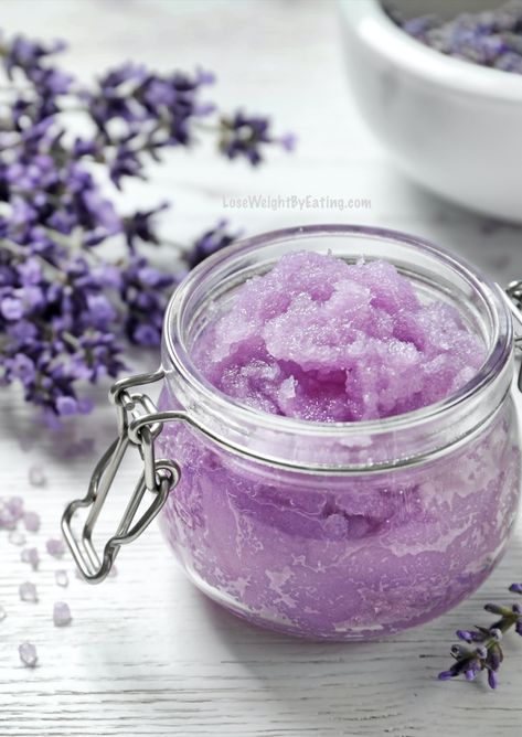 DIY Sugar Scrub For Body Recipe (3 Ingredients) Sugar Body Scrub Recipe, Sugar Body Scrub Diy, How To Make Incense, Spa Day Gifts, Lavender Sugar, Purple Food Coloring, Lavender Sugar Scrub, Body Scrub Recipe, Sugar Scrub Homemade