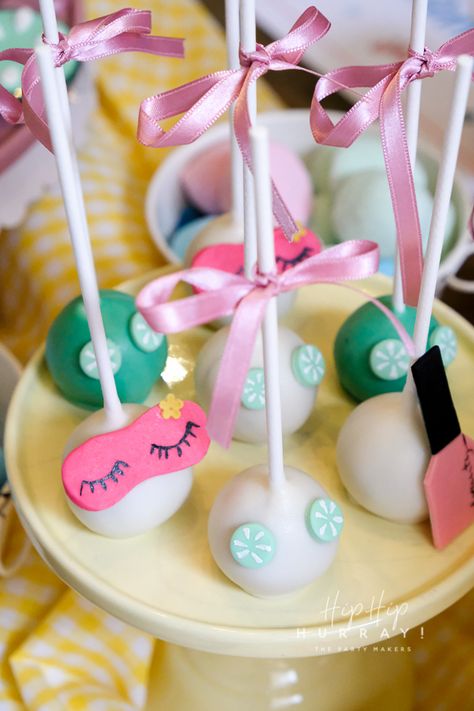 Spa Party Cake Pops, Spa Day Cake Pops, Spa Cake Pops, Spa Birthday Cake, Sleepover Cake, Spa Treats, Nail Polish Cake, Spa Cookies, Graduation Board