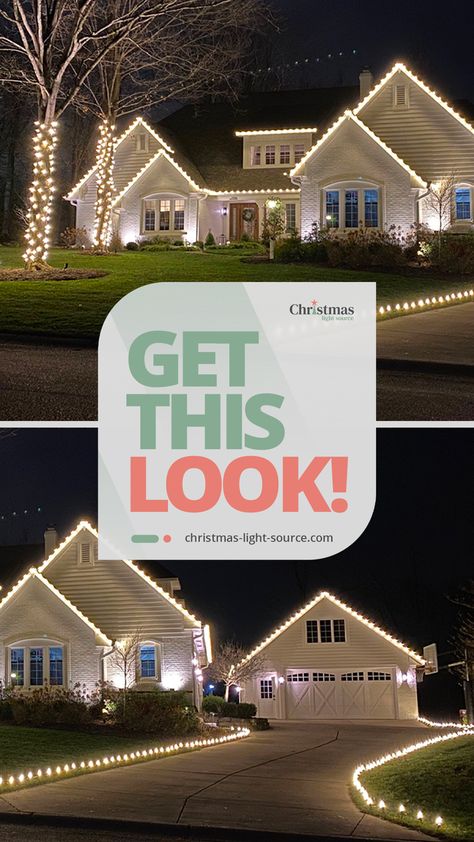 White Bulb Christmas Lights On House, Christmas Lights Outline House, Modern Farmhouse Outside Christmas Lights, Large Bulb Christmas Lights Outdoor, Large Bulb Christmas Lights, Roof Christmas Lights, Permanent Christmas Lights, Custom Christmas Lights, Outdoor Christmas Light Displays