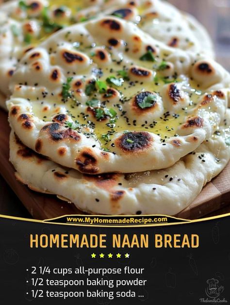 Naan Bread Recipe, Homemade Bread Dough, Homemade Naan, Homemade Naan Bread, Recipes With Naan Bread, Apple Fritter Bread, Martha Stewart Recipes, Naan Recipe, Bread Ingredients