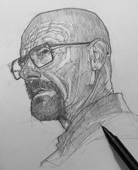 Breaking Bad Drawings, Breaking Bad Sketch, Breaking Bad Drawing, Charcoal Sketchbook, Human Sketches, I Am The Danger, Hellboy Tattoo, Breaking Bad Art, Rolls Royce Car