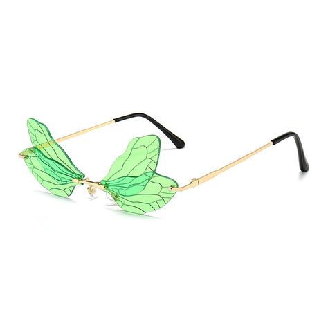 Wing Sunglasses, Dragonfly Wings, Unique Sunglasses, Sunglasses Women Vintage, Rimless Frames, Yellow Sun, Wings Design, Mens Eyewear, Sunglasses Vintage