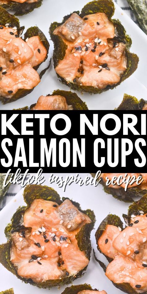 Keto Salmon Sushi Bake, Lox Recipe Lunch, Keto Smoked Salmon Recipes, Keto Salmon Bowl, Nori Wraps Recipes, Nori Cups, Keto Sushi Bowl, Salmon Cups, Salmon Sushi Cups