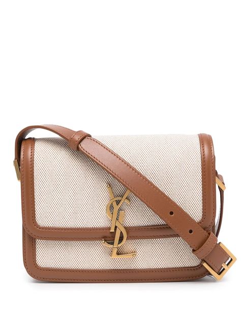 Shop Saint Laurent Solferino logo crossbody bag with Express Delivery - FARFETCH Ysl Canvas Bag, Ysl Bag Solferino, Ysl Bag Brown, Solferino Ysl, Ysl Solferino Bag, Purse Photography, Purse Wishlist, Ysl Crossbody, Ysl Crossbody Bag