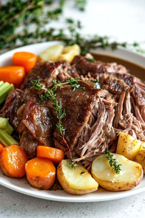 English Pot Roast, Tender Chuck Roast Crock Pot Recipes, Yankee Pot Roast, Chuck Roast Crock Pot Recipes, Tender Chuck Roast, Chuck Roast Recipe, Braised Beef Recipes, Oven Pot Roast, Pot Roast Crock Pot Recipes