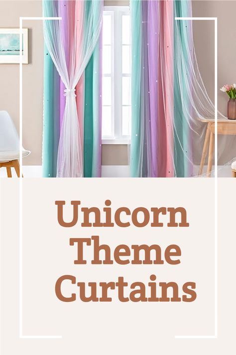 These adorably colored curtains will add the pop you need for your unicorn theme room Princess Theme Room, Unicorn Theme Room, Rainbow Unicorn Room, Unicorn Girls Bedroom, Curtains For Girls Bedroom, Colored Curtains, Rainbow Curtains, Kids Blackout Curtains, Girls Bedroom Curtains