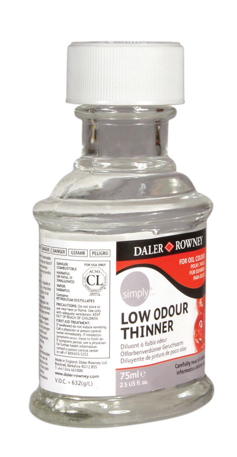 Daler-Rowney Simply Low-Odor Paint Thinner, 75 ml / 2.5 fl. Oz., 1 Each, Clear - Walmart.com Daler Rowney, Confined Space, Paint Thinner, Sustainable Art, Oil Color, Glass Bottle, Oil Paintings, Headache, Glass Bottles