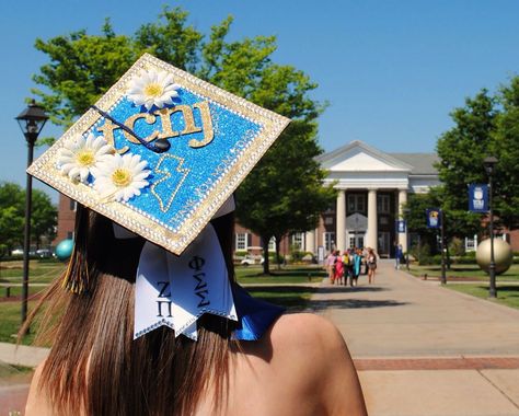 Phi Sigma Sigma Graduation Cap TCNJ Tcnj Grad Cap, Latin Culture, Grad Shoot, High School Graduation Cap, Phi Sigma Sigma, Grad Caps, Cap Decoration, Cap Ideas, Graduation Hat