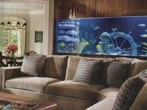 Beautiful fish tank ideas for Relaxing home - Little Piece Of Me Custom Aquarium, Wall Aquarium, Fish Tank Design, Aquarium Stand, Diy Aquarium, Sala Grande, Home Aquarium, Aquarium Design, Cosy Home