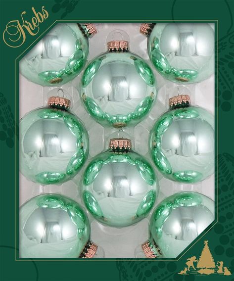 Amazon.com: Glass Christmas Tree Ornaments - 67mm / 2.63" [8 Pieces] Designer Balls from Christmas By Krebs Seamless Hanging Holiday Decor (Shiny Seafoam Green) : Home & Kitchen Mint Green Christmas, Glass Christmas Balls, Xmas Baubles, Glass Ball Ornaments, Glass Christmas Tree Ornaments, Glass Bauble, Decoration Originale, Glass Christmas Tree, Christmas Ball