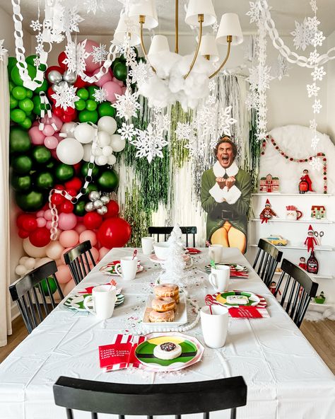 Our North Pole breakfast was extra magical this year, Buddy the elf style! ✨🎄 We sang loud for all to hear, indulged in his favorite food groups (🍬🍩🍝), and smiled, because it’s our favorite! 🎅🏻🎁☃️ #elf Buddy The Elf Party Decorations, Buddy The Elf Birthday Party, Buddy The Elf Breakfast, Elf Breakfast, Things To Do On Christmas, Elf Style, North Pole Breakfast, Presents Under The Tree, Christmas Eve Boxes