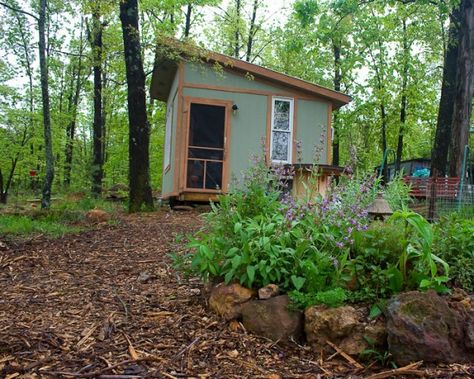 sideview Denny's 12x16 Cabin, Herb Spiral, Tiny House Blog, Romantic Cottage, Architecture Exterior, Permaculture, Tree House, Architecture House, Small House