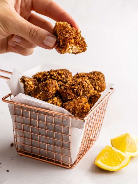 Jackfruit Nuggets, Fried Jackfruit, Vegan Buffalo Sauce, Vegan Jackfruit, Canned Jackfruit, Nibbles For Party, Homemade Cajun Seasoning, Gluten Free Bread Crumbs, Soy Free Recipes