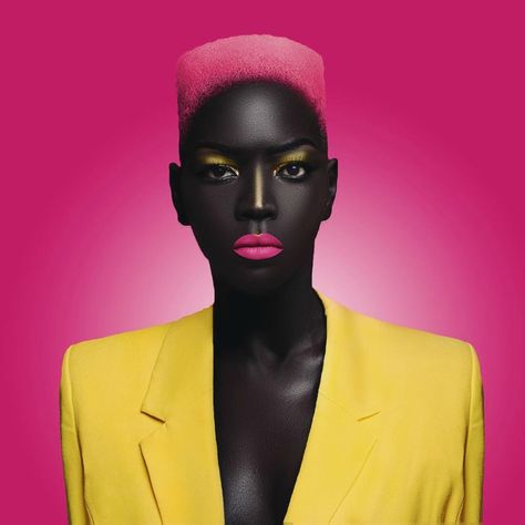 Style Starters: Celebrating The Beauty Of Black Women Rocking Bold Colors In High Fashion  #colors #beauty #blackwomen Beautiful Jawline, Bold Colors Fashion, Photographie Portrait Inspiration, Bold And The Beautiful, Makeup For Black Women, Mode Inspiration, Black Is Beautiful, Colorful Fashion, Pink Hair