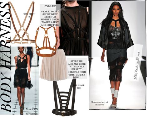 BODY HARNESSES are they a fashion faux pas or a bold unique statement? I personally have been a devoted fan of body chain jewelry &body harnesses for approximately 3 years now andIt is bittersw… Fringe Accessories, Harness Fashion, Harness Belt, Spring Runway, Wrap Dress Short, Jewelry Wardrobe, Bcbg Max Azria, Fringe Necklace, Body Harness