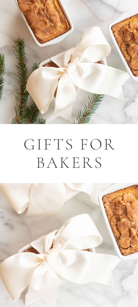 Get our fun, inspiration guide for the very best gifts for bakers. These 27 baking gifts include a little something for everyone from the beginning baker to a seasoned pro. Muffin Gift Basket, Baking Gift Basket Ideas, Baked Good Gifts, Baking Besties, Baking Kit Gift, Baking Gift Basket, Gifts For Bakers, Christmas Baking Gifts, Baker Gifts