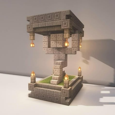 Minecraft Statues Ideas, Minecraft Mini Statues, Minecraft Throne Ideas, Throne Minecraft, Minecraft Dungeon Ideas, Minecraft Pillar, Minecraft Sculptures, Minecraft Statue Ideas, Minecraft Statue