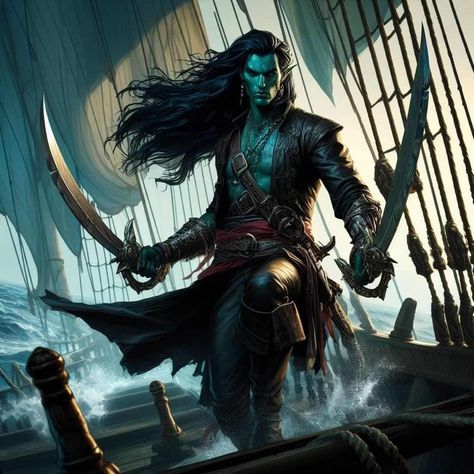 Merfolk Pirate, Triton Pirate, Aquatic Elf Male, Sea Elf Dnd Male, Water Genasi Pirate, Sea Elf Male, Triton Dnd Male, Elven Pirate, Sea Elf Dnd