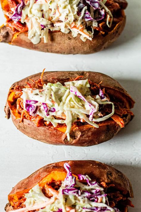 BBQ Chicken Stuffed Sweet Potatoes - All the Healthy Things Bbq Sweet Potato Recipes, Sweet Potato Baked Recipes, Whole 30 Baked Potato, Chicken Stuffed Sweet Potato Recipes, Whole 30 Sweet Potato Recipes, Bbq Chicken Baked Potato, Chicken Stuffed Sweet Potato, Heathy Sweets, Stuffed Sweet Potato Recipes