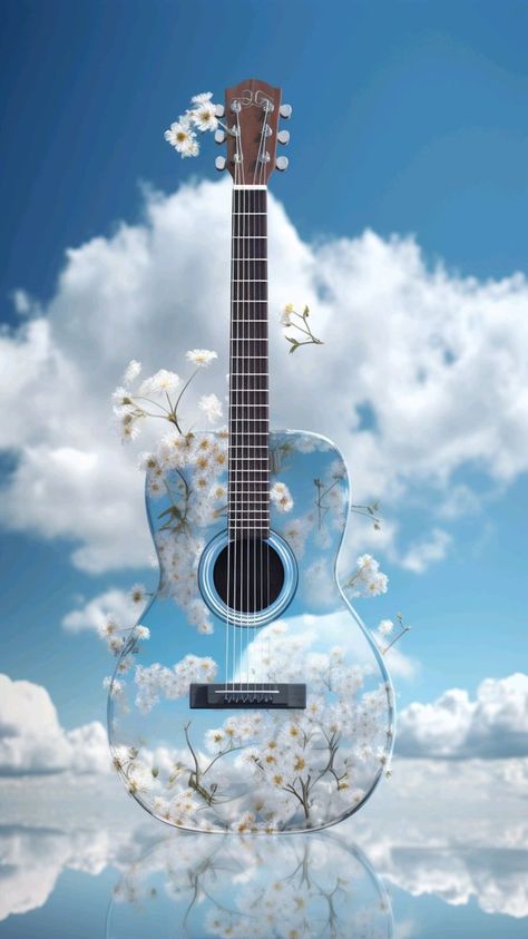 ♔ Les Instruments de Musique Music Wallpaper Hd, Pretty Backrounds, Guitar Wallpaper, Guitar Images, Blue Wall Colors, Blue Guitar, Outdoor Fairy Lights, Pretty Wallpapers Tumblr, Flower Graphic Design