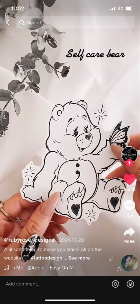 Care Bear Tattoo, Care Bear Tattoos, Stick Poke Tattoo, Dream Catcher Tattoo, Tattoo Now, Gorgeous Tattoos, Cute Little Tattoos, Bear Tattoo, Classy Tattoos