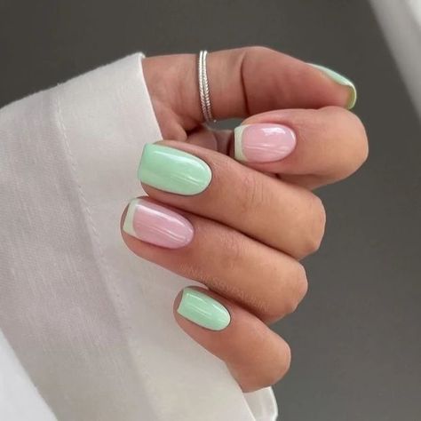 Sherbert Nails, Mint Nails, August Nails, Back To School Nails, Hard Nails, Nail Idea, Latest Nail Art, Manicure Ideas, Color Theme