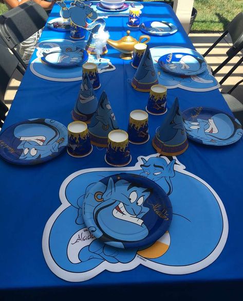 Elijah's 3rd Aladdin/ Genie party | CatchMyParty.com Aladdin Birthday Party Ideas, Party Craft Ideas, Jesus Birthday Party, Aladdin Theme, Aladdin Wedding, Disneyland Party, Aladdin Birthday Party, Aladdin Party, Princess Jasmine Birthday