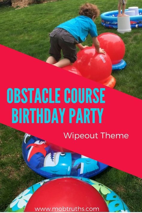 Need an awesome birthday party theme idea? Check out this Wipeout theme birthday party. The most amazing obstacle course party idea for boys (or girls). Diy Wipeout Obstacle Course, Ninja Course Birthday Party, Obstacle Course Birthday Party Ideas, Adult Obstacle Course Ideas, Obstacle Course Ideas For Adults, Nerf Obstacle Course, Mario Obstacle Course, Jumanji Party, Diy Obstacle Course