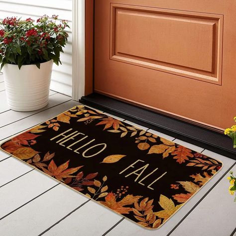 Check out Hello Fall Maple Leaves Welcome Entrance Door Mat Autumn Harvest Rug Bathroom La, the latest item I added on eBay! #eBay #eBaySeller Fall Maple Leaves, Entrance Floor, Door Mat Indoor, Leaves Pattern Design, Outdoor Entrance, Halloween Front Doors, Fall Outdoor Decor, Front Door Mats, Orange Pillows