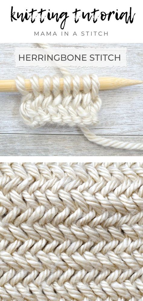 Kitting Ideas, Herringbone Stitch Knitting, Easy Bag, Knitting Basics, Herringbone Stitch, Pola Gelang, Learn How To Knit, How To Purl Knit, How To Knit