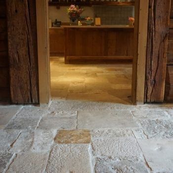 Authentic Provence has been promoting this sensational antique French flooring since opening in 1998. This premier antique French limestone in random sizes, has been quarried in France for centuries and reclaimed by our experts from ancient buildings. Due to its extreme density it is suitable for any interior or exterior use, even in hard freeze climates. Originally hand hewn, this material traditionally varies in sizes. French Flooring, French Limestone Flooring, Stone Kitchen Floor, French Limestone Floor, Limestone Floor, Limestone Floor Tiles, Floor Options, Antique Flooring, French Limestone