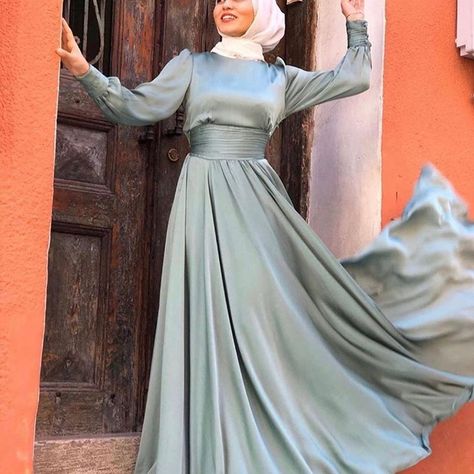 Urban Modesty, Hijab Soiree, Modesty Dress, Sleeved Velvet Dress, Modest Evening Dress, Hijab Collection, Mint Green Dress, African Inspired Clothing, Muslim Fashion Dress