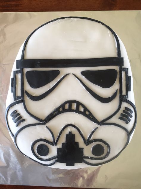 My son's birthday cake I made for him. Star Wars storm trooper mask. Cake Birthday Boy, Storm Trooper Cake, 18th Ideas, Brown Kid, Star Wars Birthday Cake, Birthday Ecards Funny, Son's Birthday, Sparkle Cake, New Birthday Cake