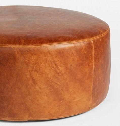 Ottomans | Rejuvenation Brown Leather Couches, Leather Couches, 2024 Family, Ottoman Furniture, Interior Design Resources, Contract Design, Square Ottoman, Round Ottoman, Leather Ottoman