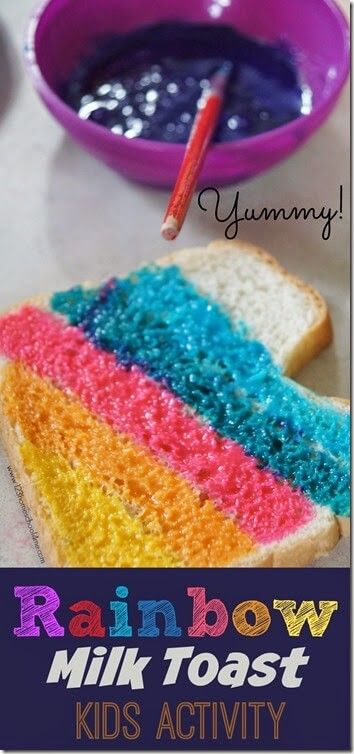 Preschool Cooking Activities, Preschool Food, Rainbow Milk, Preschool Cooking, Cooking Theme, Rainbow Activities, Food Activities, Toddler Art Projects, Art Projects For Kids