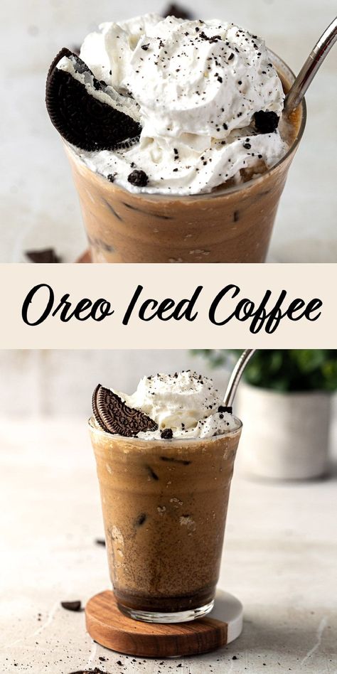 Oreo Iced Coffee, Flavored Coffee Recipes, Iced Coffee Recipe, Cold Coffee Recipes, Oreo Flavors, Iced Coffee Drinks, Easy Coffee Recipes, Starbucks Drinks Recipes, Homemade Coffee