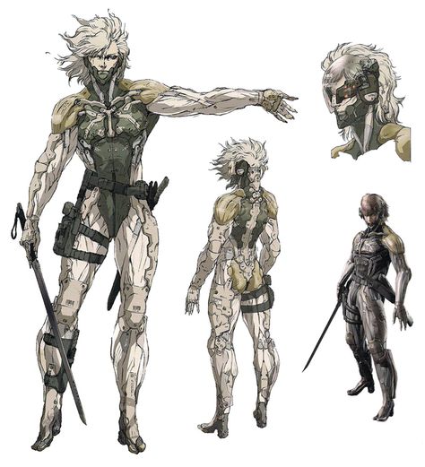 Raiden Character Art from Metal Gear Solid 4 #art #artwork #gaming #videogames #gamer #gameart #conceptart #illustration #metalgearsolid4 #metalgearsolid #metalgear Raiden Concept Art, Solidus Snake, Metal Gear Solid 4, Metal Gear Art, Raiden Metal Gear, Yoji Shinkawa, Metal Gear Rising Revengeance, Metal Gear Series, Hideo Kojima