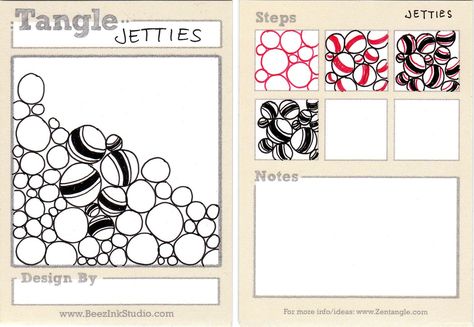 BEEZ in the Belfry: Tangle of the Week - Jetties Zentangle Tutorial, Tangle Pattern, Tangle Doodle, Zentangle Designs, Tangle Art, Tangle Patterns, Zentangle Drawings, Doodles Zentangles, Notes Design