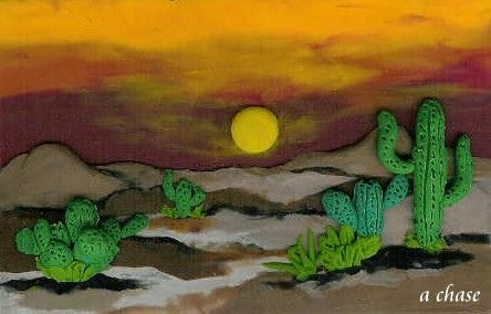 Deserted Sunset | Flickr - Photo Sharing! Polymer Clay Landscape, Clay Landscape, Clay Garden, Clay Figurines, Kids Clay, Clay Things, Pot Ideas, Desert Art, Desert Sunset