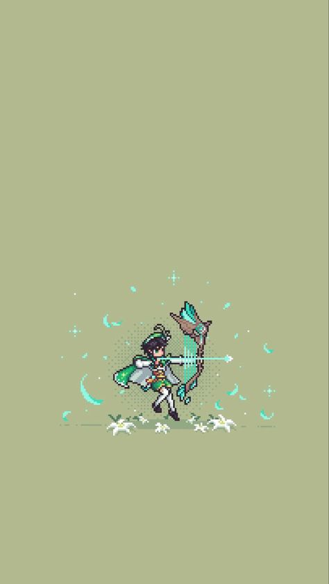 Genshin Wallpaper Iphone, Venti Genshin Impact Wallpaper, Venti Wallpaper, Cool Pixel Art, Pixel Art Characters, Anime Pixel Art, Cute Animals Images, Apple Watch Faces, Howls Moving Castle