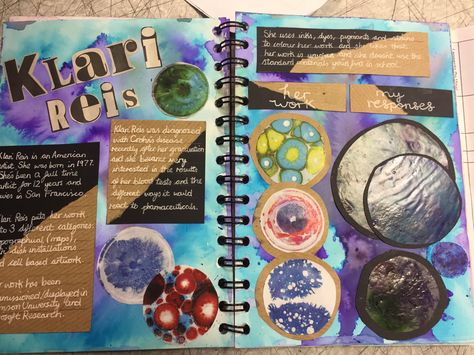 Year 10 - The body - Klari Reis Artist page Textile Science Cover Page, Klari Reis Artist Page, Circle Art Projects, Microscopic Art, Klari Reis, Artist Research Page, Artist Research, Textiles Ideas, Alevel Art