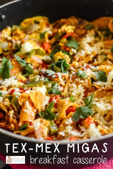 Migas Casserole, Eggs And Tortillas, Recipe With Tortillas, Migas Recipe, Eggs Brunch, Mexican Brunch, Breakfast Skillet Recipes, Breakfast Scramble, Egg Scramble