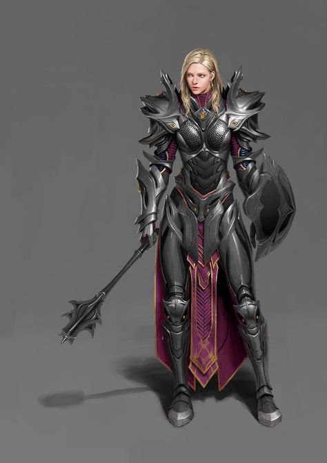 ArtStation - A paladin, Un Lee Illustration Fantasy, Illustration Manga, Female Armor, Heroic Fantasy, Female Knight, Model Sheet, 다크 판타지, Fantasy Armor, Armor Concept