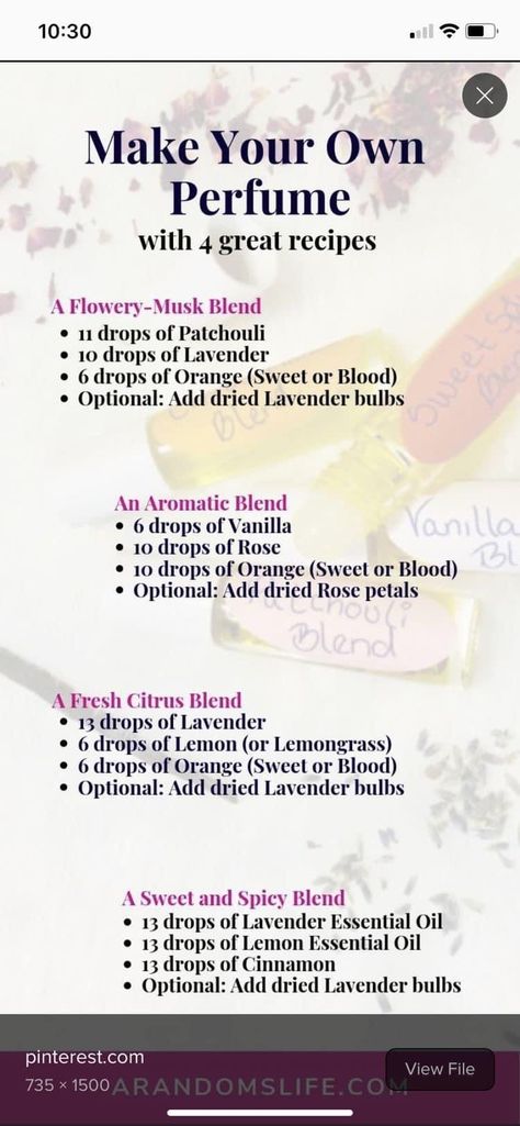 Diy Parfum Spray, Essential Oil Perfume Recipes Spray, Lavender Perfume Diy, Diy Perfume Essential Oils, Essential Oil Body Spray Recipes, Essential Oil Perfume Recipes, Perfume Oil Recipes, Make Your Own Perfume, Essential Oil Perfume Blends