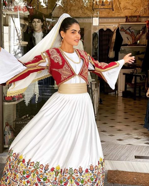 Traditional Greek Dress, Greece Traditional Clothing, Greek Traditional Clothing, Crete Fashion, Traditional Greek Clothing, Greece Project, Greek Traditional Dress, Greek Embroidery, Greek Dancing