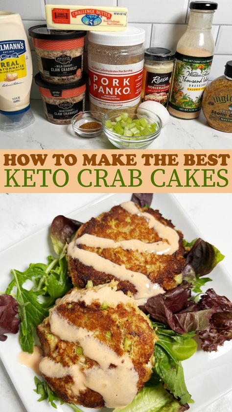 Keto Crab Cakes, Low Carb Crab Cakes, Keto Coleslaw, Pork Rind, Crab Cake Recipe, Meal Prep Bowls, Pork Rinds, Net Carbs, Crab Cakes