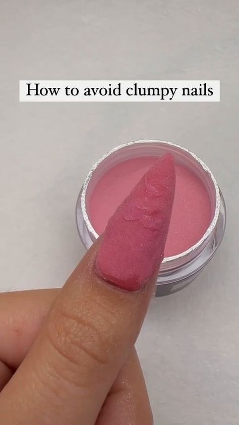 Clumpy Nails? 👀 Here Are Some Helpful Tips ✅ @Nailedbybrandi using the shades: 💋 #DateNight Dip Powder 🌸 #SundayBrunch Max Gloss Polish | By Nailboo Nailboo Dip Tips, Dip Powder Nail Hacks, Powdered Dipped Nails, Morovan Dip Powder Nails, Mail Dip Powder, Nailboo Dip Colors, Tips With Dip Powder Nails, Deep Powder Nails, Nail Boo Dip Powder